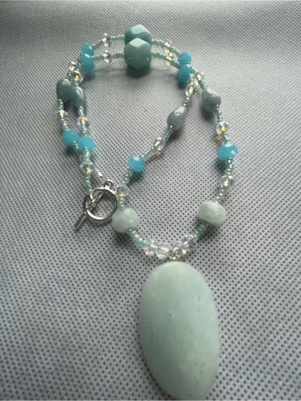 Handmade Mint Green Bead Necklace and Earring Set